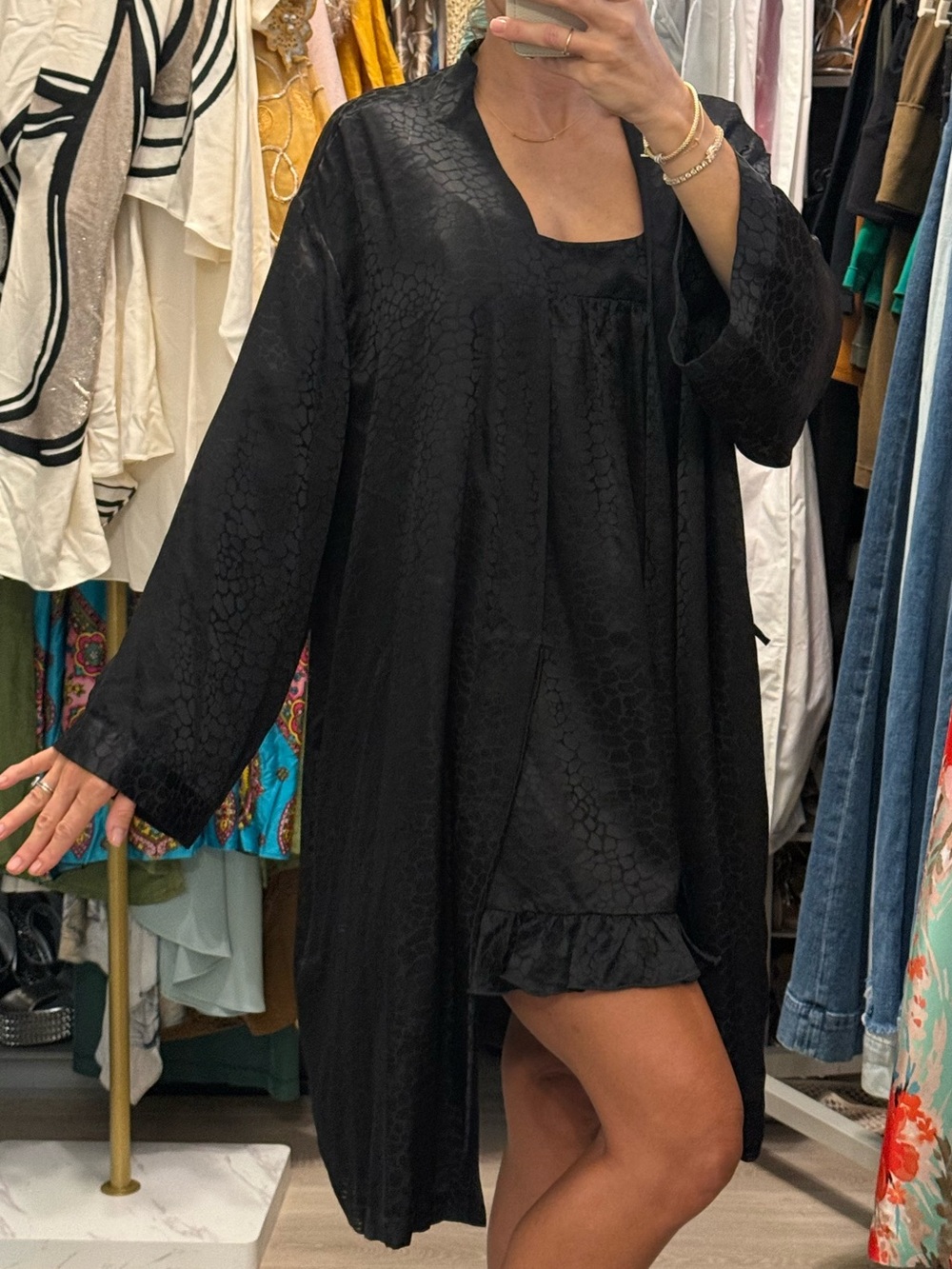 Vintage 1990s Neiman Marcus 100%Silk Babydoll Nightgown & Robe Set XL-Best Offer